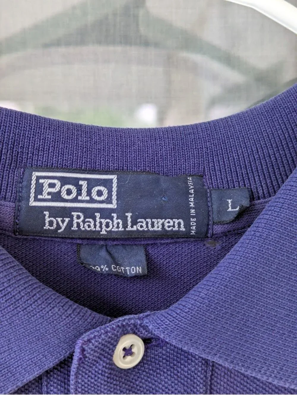 Vintage 90s Polo Ralph Lauren Mens L Shirt Purple Single Stitch Polo 24x30.5